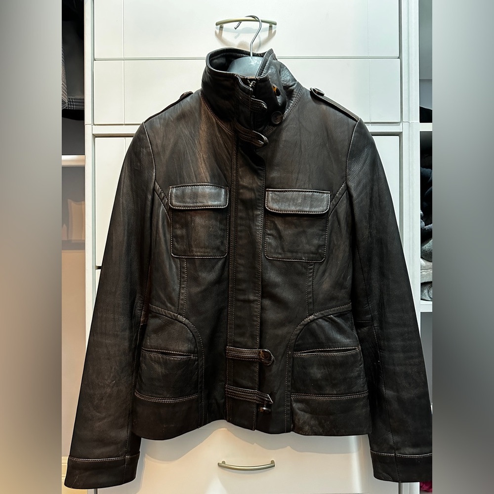 Danier dark brown leather jacket